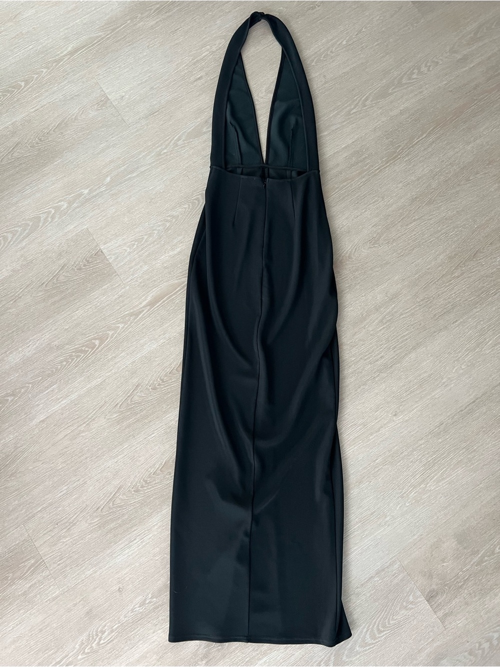 TOBI Black Halter Plunge Neck Bodycon Front Slit Chic Maxi Dress Women’s Small - Picture 8 of 10